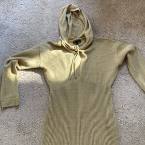 ICON Women's V-Neck Hooded Sweater in Tan